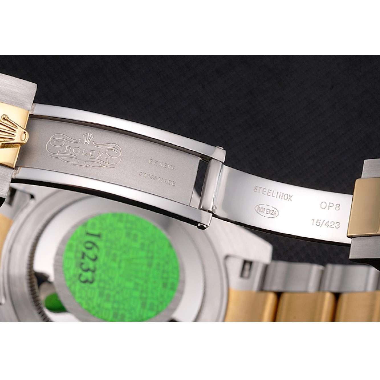 Aaa replica Bezel Black Markings Steel Swiss Diamond Tone Rolex Submariner Bracelet Dial Gold Two Gold 0521